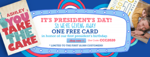 free card from cardstore for president's day