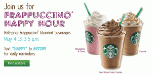 starbucks frappuccino happy hour
