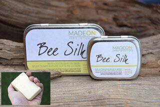 beesilk hard lotion bars in hand