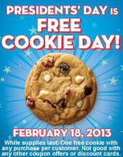 Free Subway Cookie on Presidents' Day