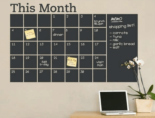 Chalkboard calendar