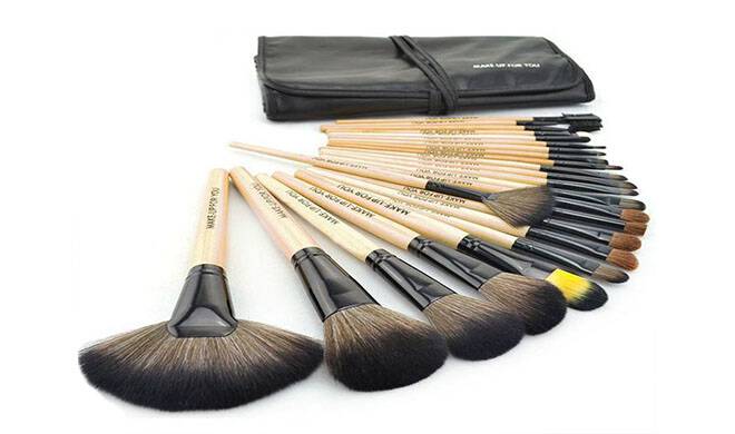 make up brush set black