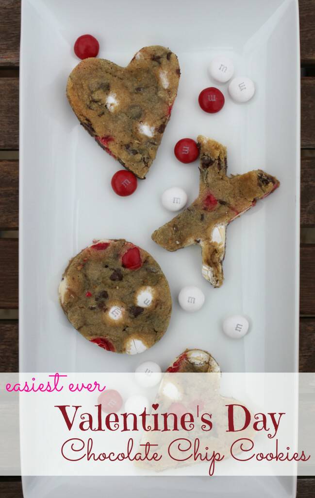 Want a sweet for your sweeties and don't have a ton of time? These Valentine's Day Chocolate Chip Cookies are so good, so cute, and couldn't be simpler. A total valentine hack, but no one will know!