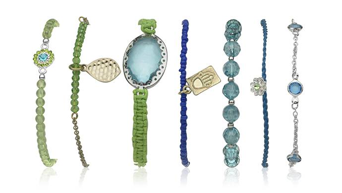blue and green bracelets