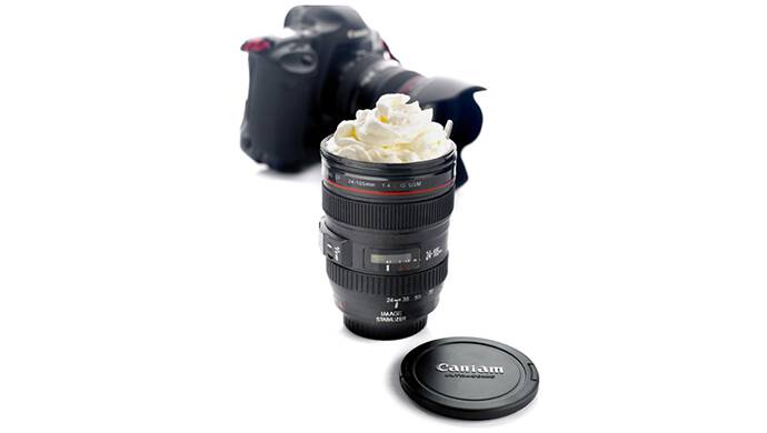 camera lens coffee mug