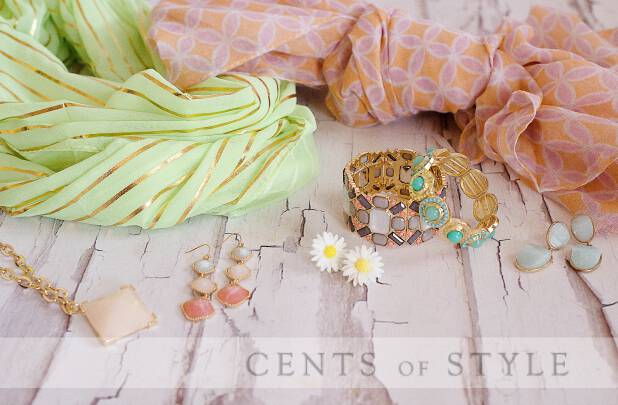 peach and mint accessories