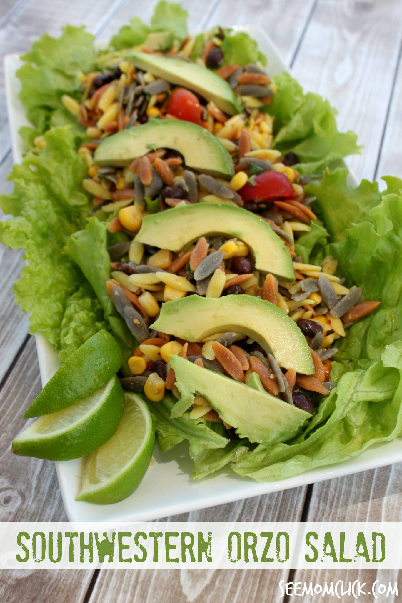 Jazz up your summer cookout side dishes with this Southwestern Orzo Salad. Fresh, fast, and delicious, it's sure to be a hit. It's almost too pretty to eat. (Almost!)