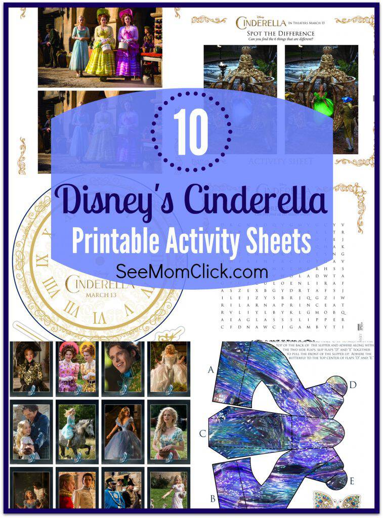 Disney's CINDERELLA is gorgeous in every way! Here are 10 free printable activity sheets for the kids to enjoy the Disney princess magic at home!