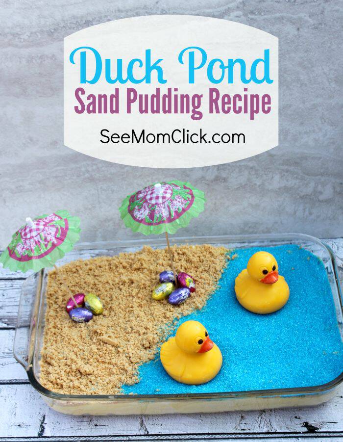 Looking for unique Easter ideas & fun dessert recipes for your celebration? This Duck Pond Sand Pudding Recipe might be more fun to make than it is to eat!