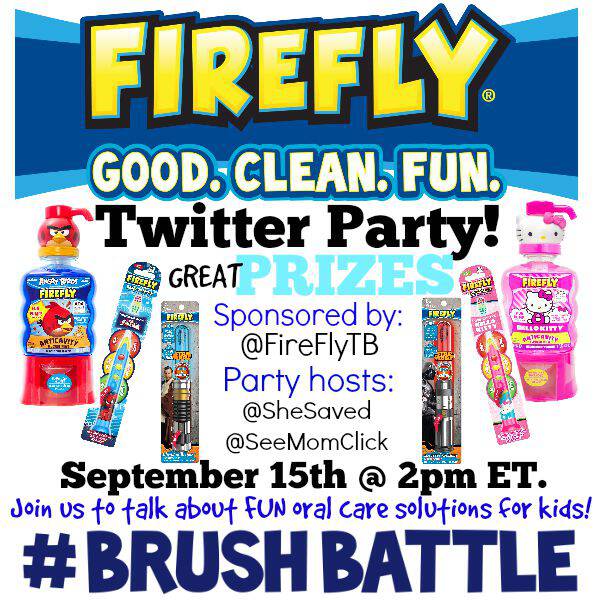 RSVP here for the #BrushBattle Twitter Party at 2pm ET on September 15. We're going to be talking about healthy oral care for your kids, prizes too!