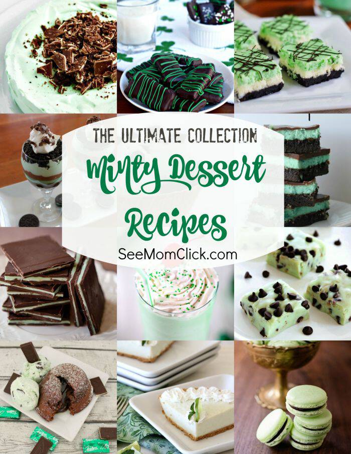 Chocolate and mint together area favorite combo of mine so I've rounded up tons of the best minty dessert recipes. Pies, cakes, puddings, brownies, and more. Find your new favorite St. Patrick's Day recipe right here. Yum!