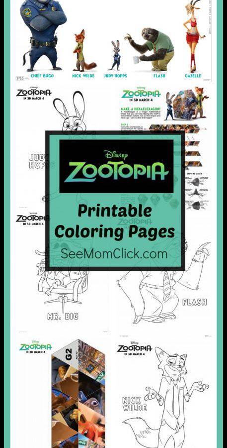 I have a bunch of free printable ZOOTOPIA Coloring Pages and activity sheets here with some funny new movie clips. In theaters March 4, 2016.