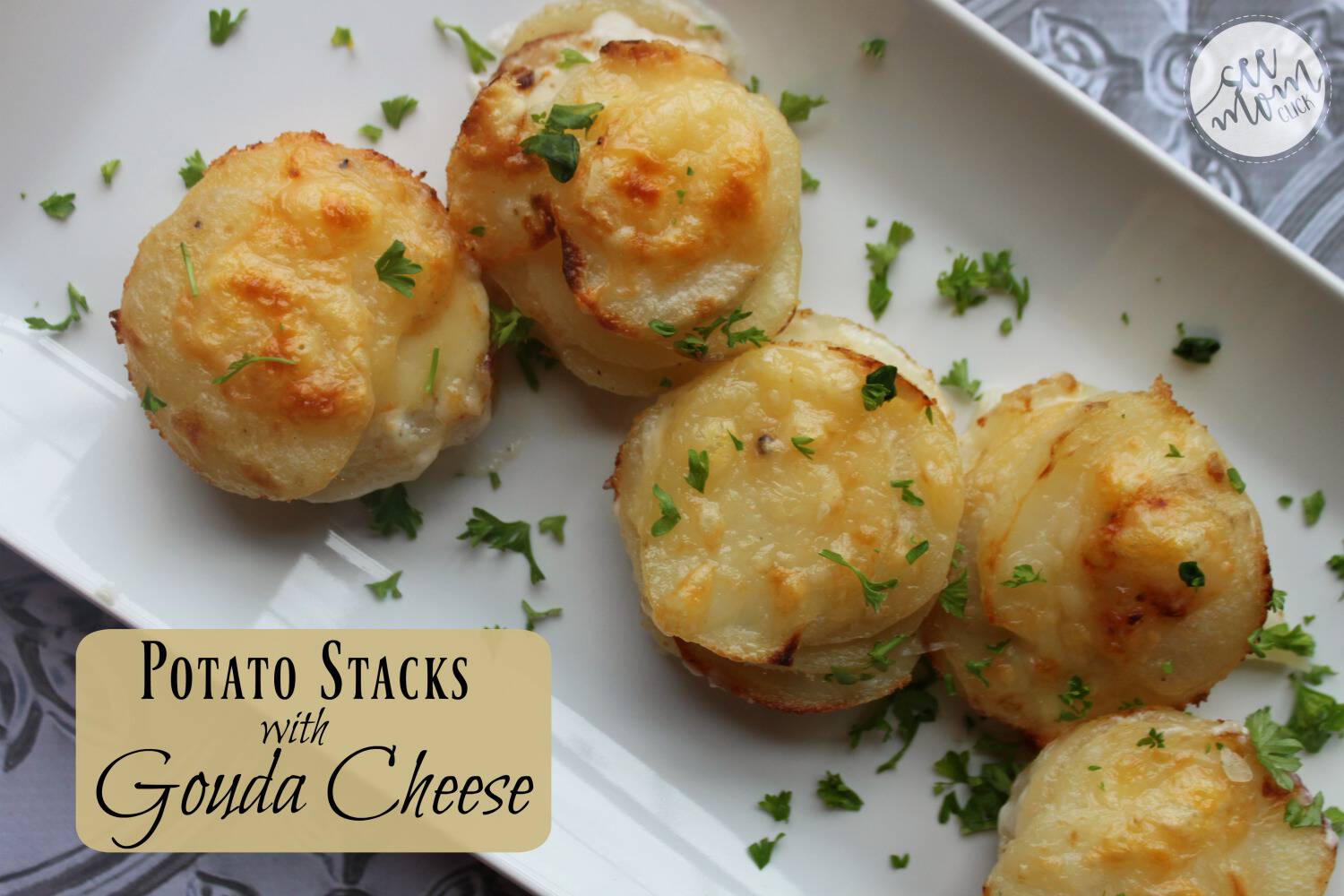 You truly won't believe how easy this Potato Stacks with Gouda Cheese Recipe is to make and how delicious it is with Wisconsin Cheese gouda! A perfect easy side dish recipe, especially for my fellow potato lovers! 