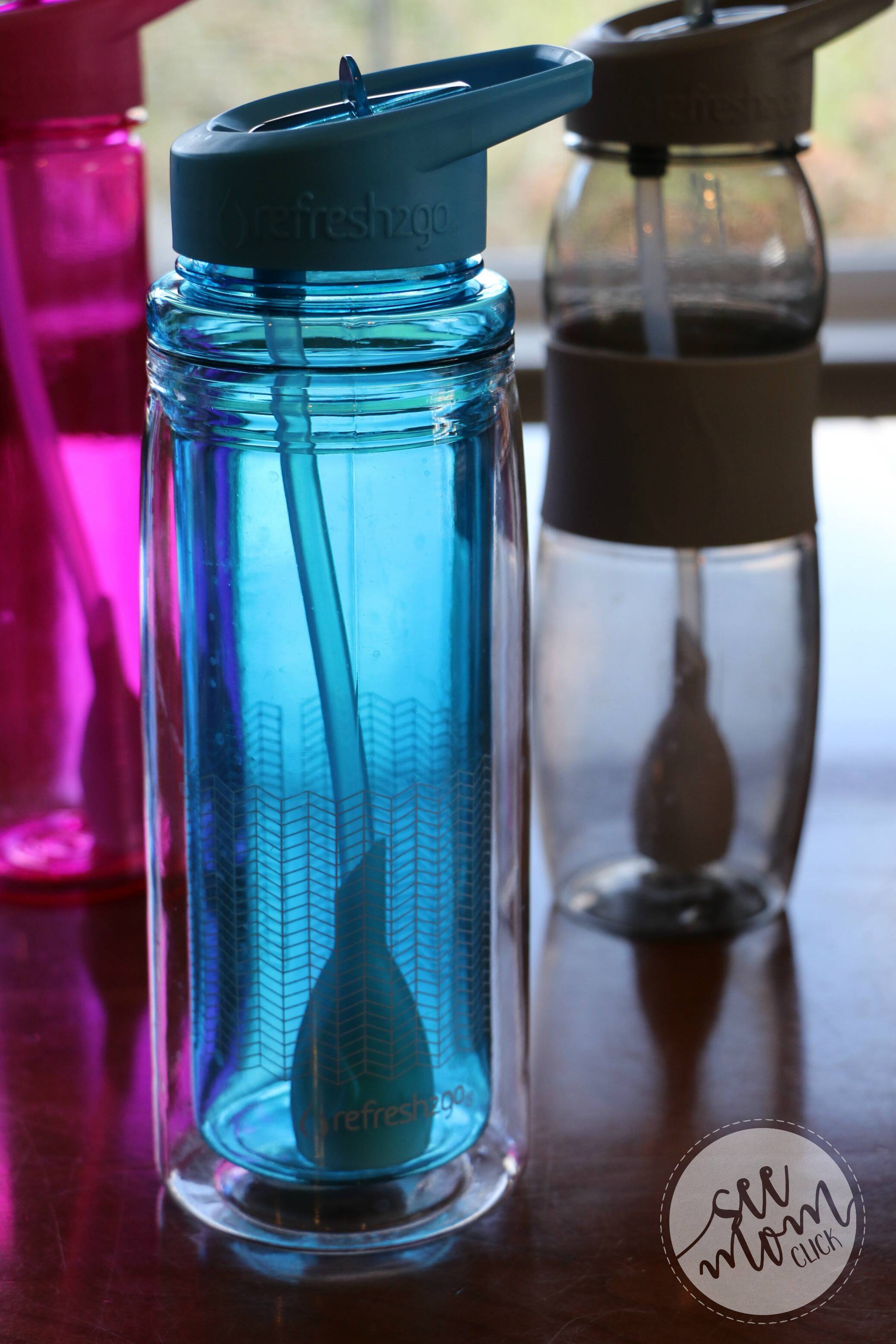 Take fresh water with you no matter where you fill up your water bottle with Refresh2Go Filtered Water Bottles. We use ours every day!