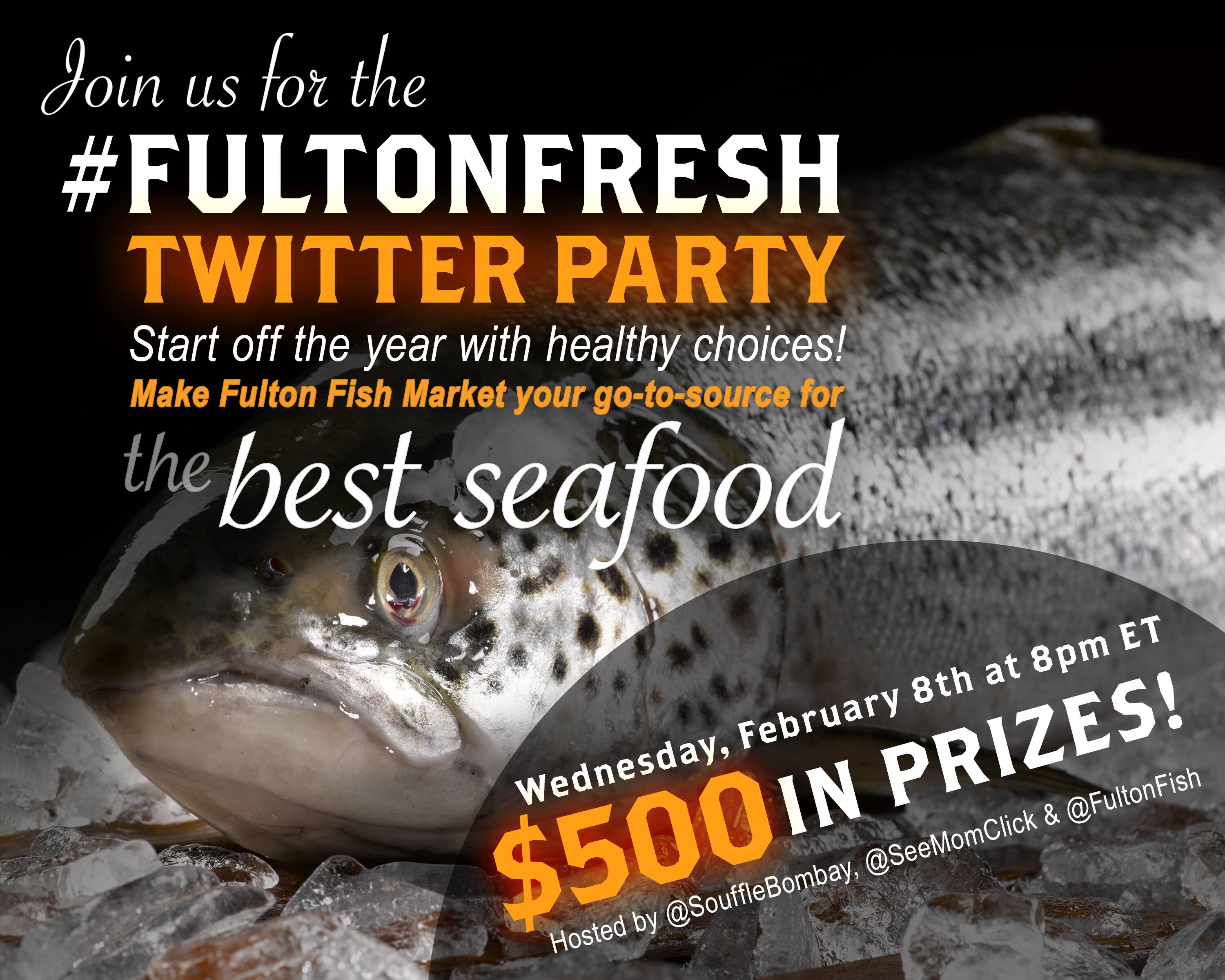 RSVP here for the #FultonFresh Twitter Party at 8pm ET on Febraury 8. Seafood just got a WHOLE lot fresher (and we have $500 in prizes)!