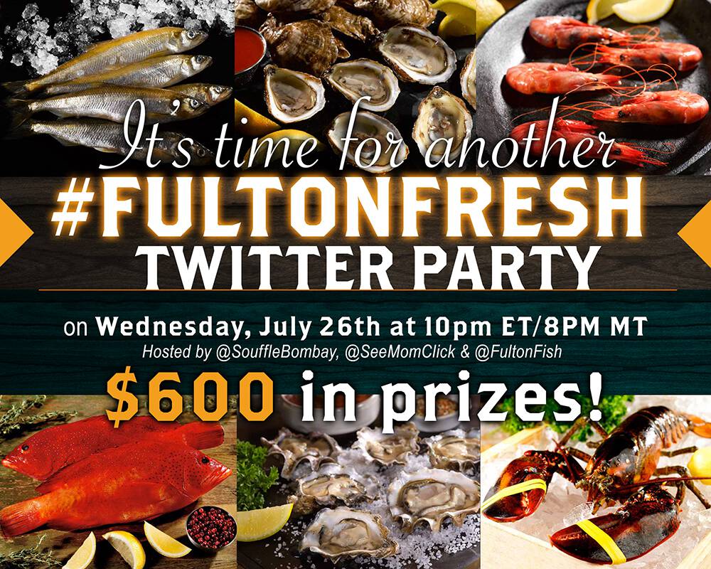 Join us for the #FultonFresh Twitter Party on July 26, 2017 for your shot at $600 in fresh seafood prizes delivered to your door!
