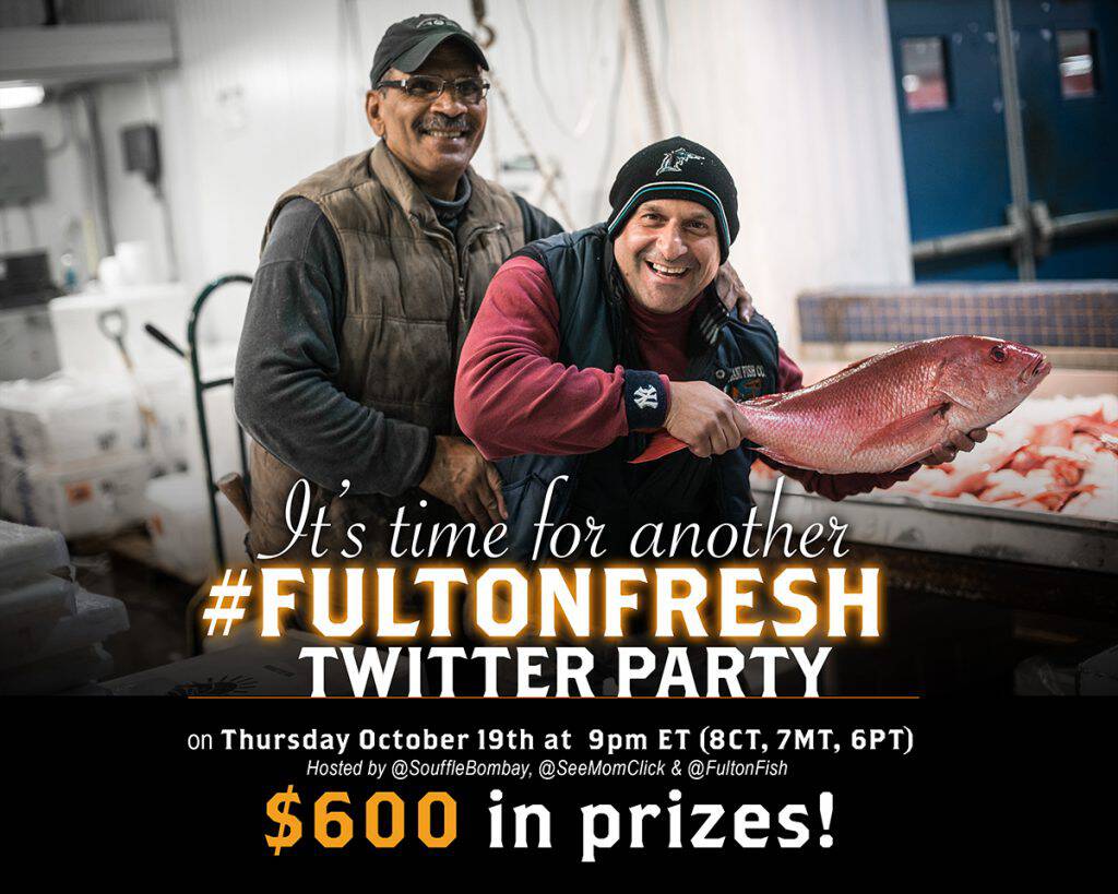 Join us for the #FultonFresh Twitter Party on October 19, 2017 for your shot at $600 in fresh seafood prizes delivered to your door!