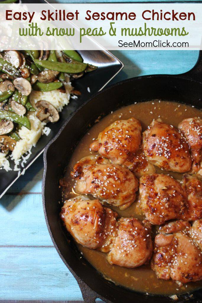 Easy Skillet Sesame Chicken Recipe With Snow Peas & Mushrooms