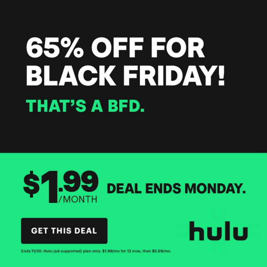 Hulu Black Friday Deal: Only $1.99 Per Month For A Year! | See Mom Click - Will Pelican Have A Black Friday Deal